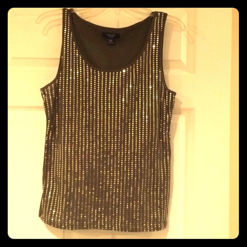 Chaps petite Olive green and gold shimmer tank!
